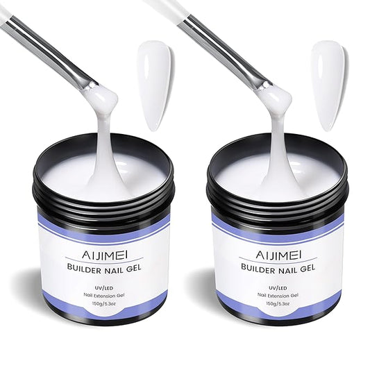 AIJIMEI 300g/10oz White Hard Gel for Nails High-capacity Hard Nail Builder Nail Strengthen Gel Nails Art Extension Kit Salon Home Use