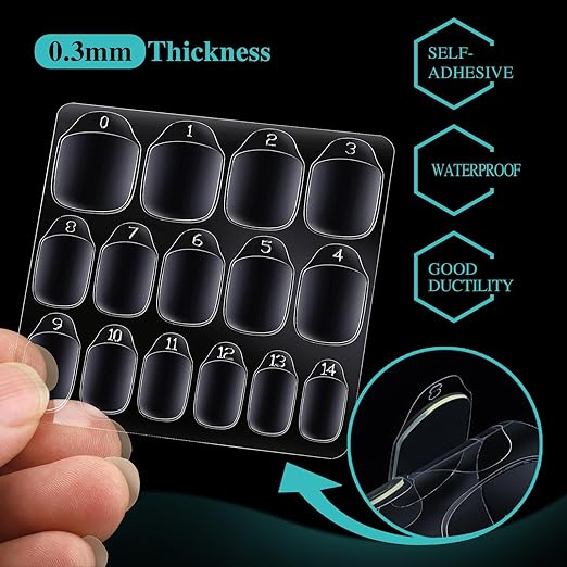 Teenitor 1500pcs Press on Nail Adhesive Tabs, 15 Sizes of Nail Stickers for Press on, Press on Nails Glue Stickers Press on Nail Sticky Tabs, 100 Sheets