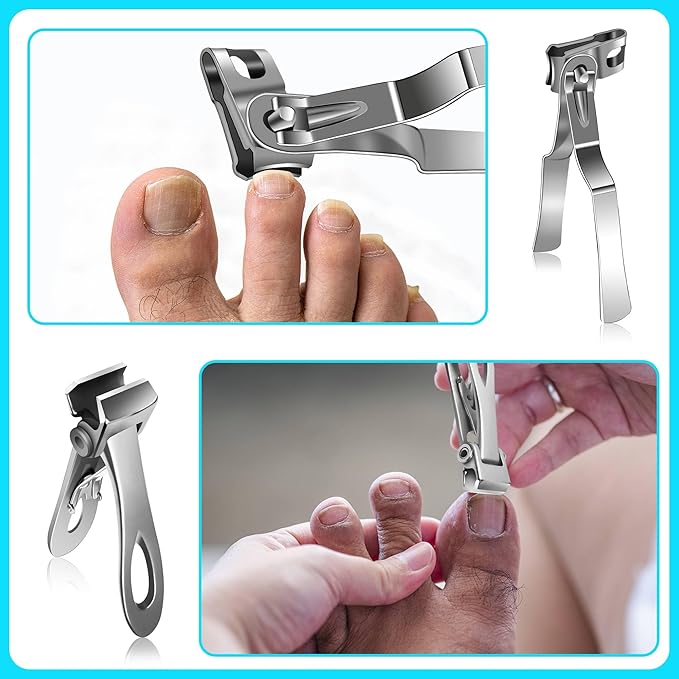 Nail Clippers for Men Thick Nails, 17mm Straight Wide Opening Extra Large Toe Nail Clippers for Adult & Easy Grip 360 Degree Rotary Toenail Clippers for Elderly Cutting Ingrown Toenails