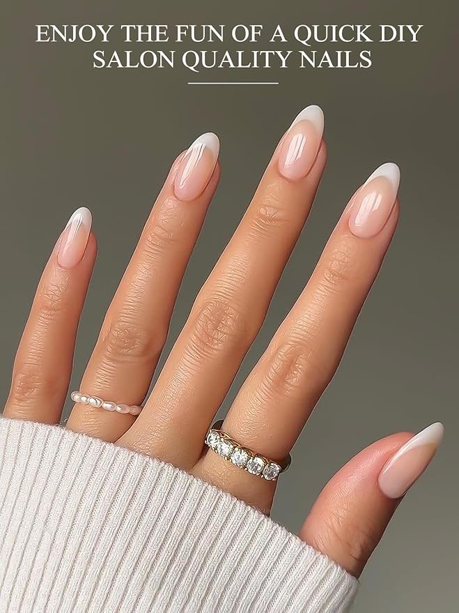 EBANKU 20Pcs Semi-Cured Gel Nail Strips, Nude Deep French Nail Sticker, Lasting Waterproof Full Wraps Stickers for Salon Manicures, Perfect for Women, Girl with File and Stick