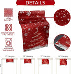Red Christmas Table Runner 36 Inches Long, Xmas Tree Balls Snowflake Table - Image 7