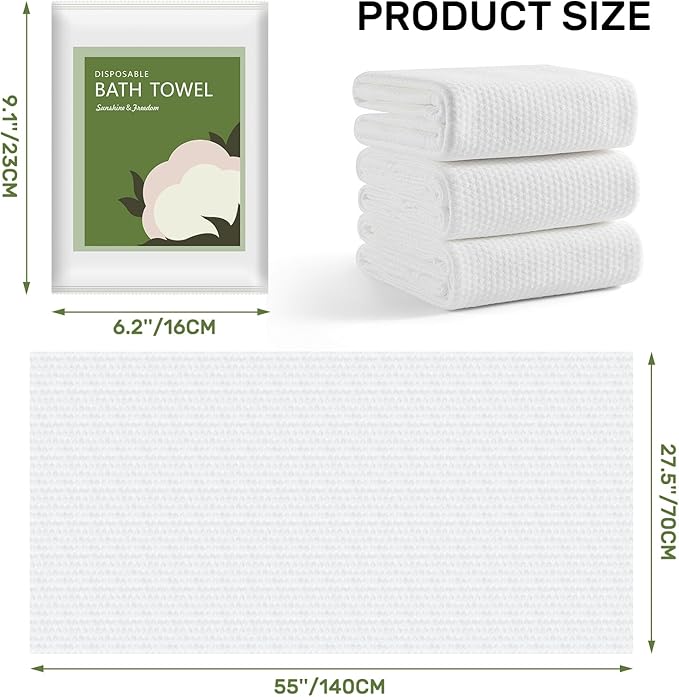 Disposable Bath Towels Durable Large Portable Thicken Camping Towels Quick Dry, Absorbent,Ultra Soft for Travel Hotel Swimming Gym Sauna Spa Pet Sports Hiking Beach Spa 55''X27.5''(25pack)