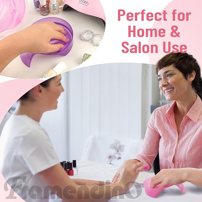 Framendino, 4 Pack Hand Cuticl Nail Soaking Bowl Manicure Dip Bowls for Polish Care Colors