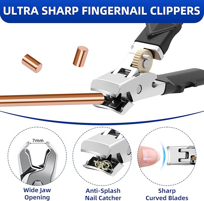 【Sold by NURIUN for Authenticity】 Graddi Orthoclip Nail Clippers for Thick Toenail Clippers for Seniors, Ultra Sharp Nail Clippers for Men, Heavy Duty Ingrown Toenail Clippers, Slanted Nail Cutters