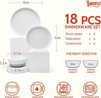 Sweese Plates and Bowls Sets, 18 Pieces Modern Porcelain Dinnerware Set - Image 2
