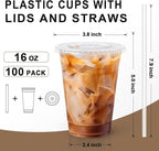 Lamosi 100 Pack 16 oz Plastic Coffee Cups - Image 2