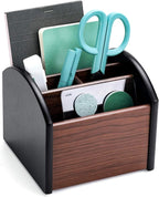 MaxGear Remote Control Holder Caddy, Wooden Desk Organizer, 4 Compartments | - Image 7