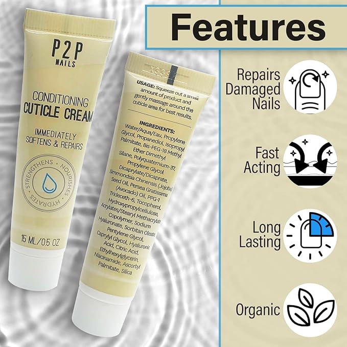Nourishing Cuticle Cream for Dry Cuticles – Quick-Drying, Natural Oil-Infused Softener for Nail & Cuticle Health – Moisturizing, Gentle Formula for Healthy Nails & Perfect Manicures – 0.5oz