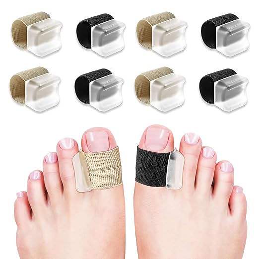 8 Pack Big Toe Spacers Toe Separators for Women and Men, Gel Bunion Corrector with Elastic Band for Bunion Overlapping Correct Toes