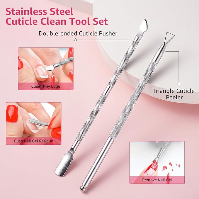 Toe Nail Soaking Bowl Acetone Proof: 1Pair Soak Off Dip Powder Gel Polish Remover - Manicure Bowl for Toenails Soaking with Cuticle Pusher, Cuticle Peeler, Nail File Buffer (White)