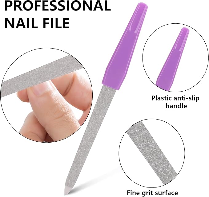 12 Pack Multicolor Metal Nail Files Set - Durable Fingernail Shaping & Smoothing Tools