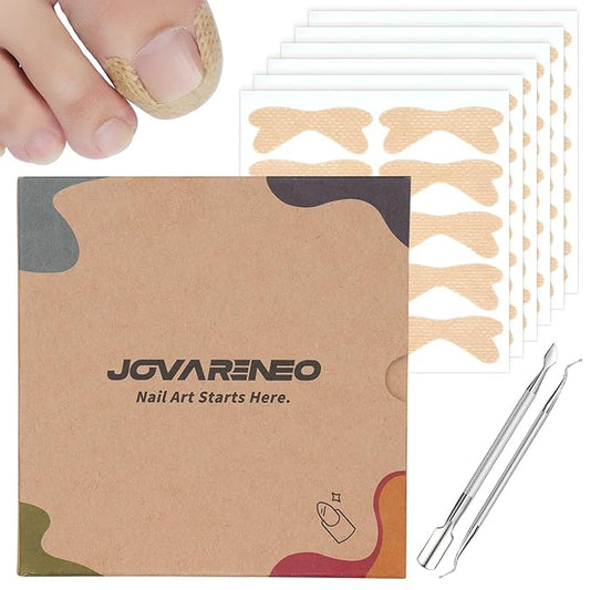 Ingrown Toenail Treatment, No Glue Breathable Curved Toenail Corrector，Ingrown Toenail Corrector Strips with File and Lifter, Professional Nail Correction Stickers 60Pcs
