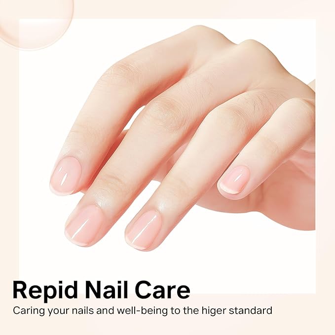 MIZHSE Nail Strengthener, Nude Color Air Dry Nail Repair Treatment Growth Polish, Natural Concealer Ridge Filler for Nails Foundation Polish for Thin and Damaged Nails 16ML