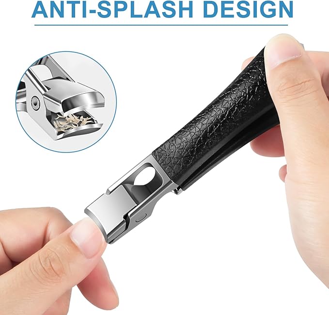Toenail Clippers for Thick Toenails, Wide Jaw Opening Nail Clippers for Men Seniors, Large Heavy Duty Toe Nail Clippers with Rotary Head, Sharp No Splash Fingernail Clipper Cutter with Catcher