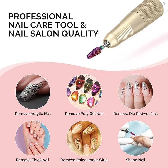 MelodySusie Professional Tornado Nail Drill Bits, 3/32'' Carbide Tungsten Multi-function Bits, Suitable for Manicure Pedicure Cuticle Gel Polishing, Salon Bits, Purple, Series Bit-X, Coarse