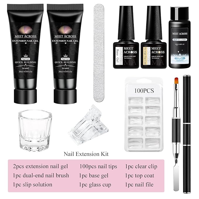 MEET ACROSS Poly Nail Gel 10Pcs Nail Extension Gel Set and Nail Extension Starter Kit for Beginners Nail Art DIY Home Gifts for Women (SET-2, 10pcs)