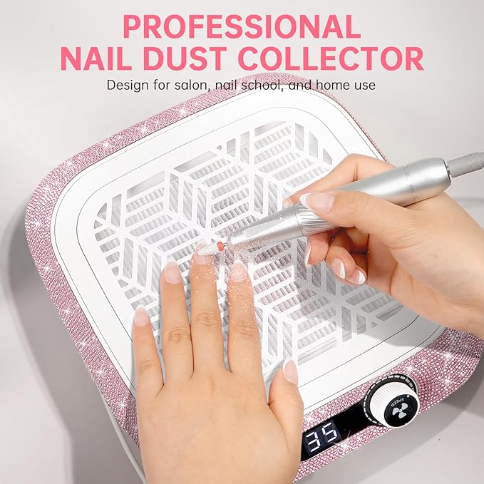 Professional Nail Dust Collector,Powerful Dust Collector Nail Tech with Reusable Filter,Compact Vacuum Fan Dust Collector Manicure Pedicure Tool for Acrylic Nail Polish,Salon & Home