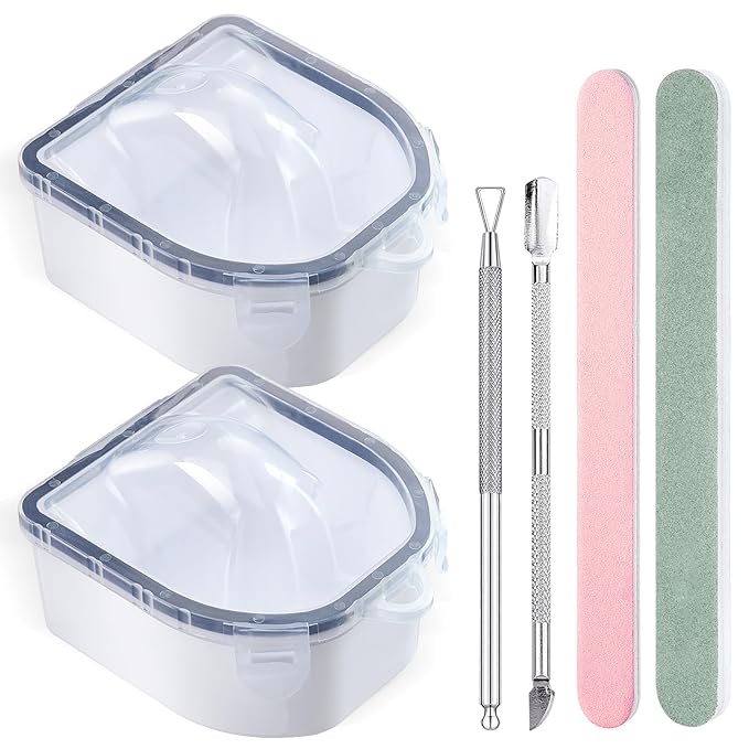 Wifniee Nail Soaking Bowl: 2PCS Soak Off Gel Nail Polish Dip Powder Remover Bowl for Hand Finger- Acetone Proof Manicure Bowl for Salon Home (S1-Black)