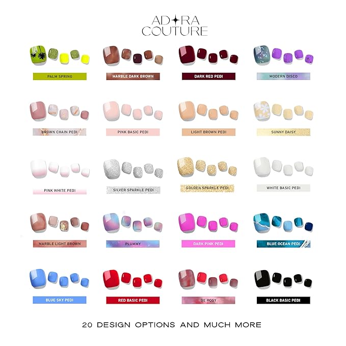 Semi Cured Gel Nail Strips - 32 pcs Gel Pedicure Stickers, Easy to Apply & Remove Toenail Stickers, Salon Quality at Home & Long Lasting - UV Nail Lamp Required - Modern Disco P