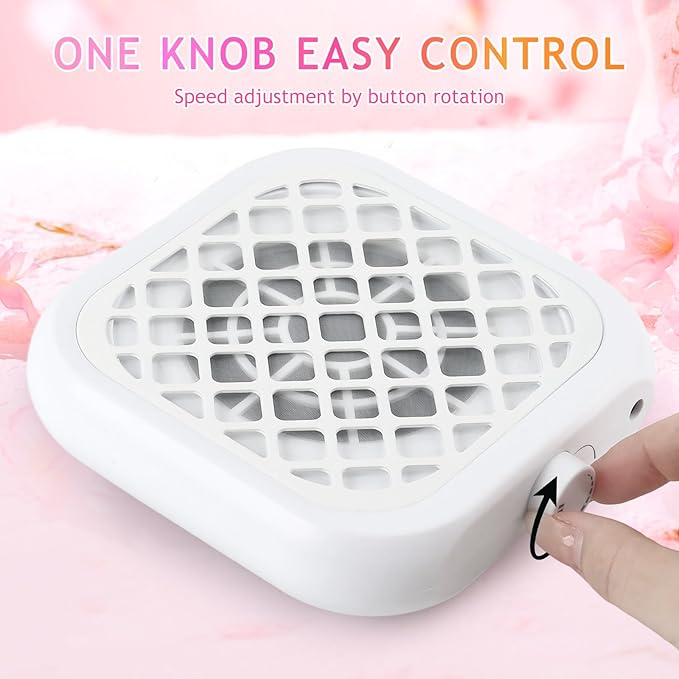 Mini Nail Dust Collector, Compact Nail Vacuum Fan Dust Collector for Beginner with 30PCS Filter Pads, Powerful Dust Suction Machine for Acrylic Nail Polishing Salon Home, Plug-in(White)