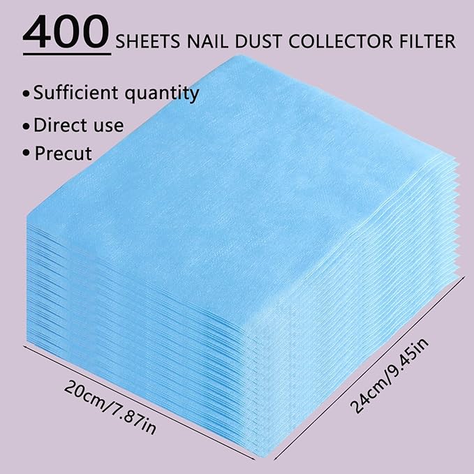 400 Sheets Nail Dust Collector Filter Paper Disposable Nail Dust Filters for Most of Dust Collector Machine Vacuum Dust Collector for Salon Spa Tech Supplies Accessories