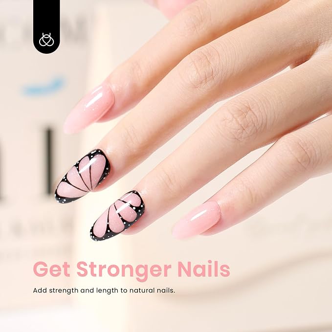 Beetles Builder Gel for Nails-Starlit Nude 7 in 1 Nail Thickening Strengthening Building Apex for Beginner DIY Salon at Home,Shimmer Pink Builder Nail Gel,UV & LED Lamp Cured Needed