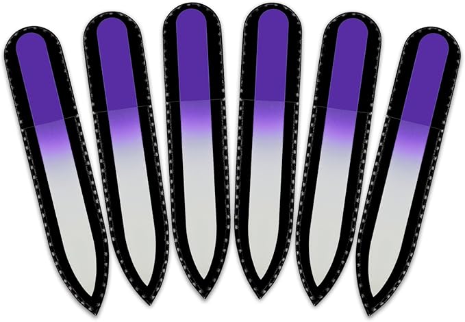 Color Crystal Nail File in Black Pouch - Small/Purse Size - Czech Tempered Glass - Handmade in Czech Republic