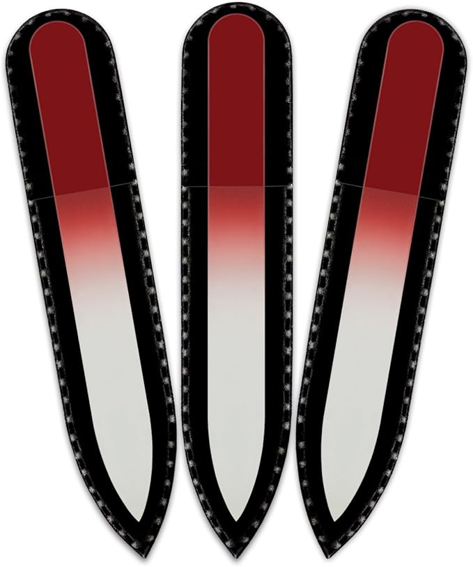 Color Crystal Nail File in Black Pouch - Small/Purse Size - Czech Tempered Glass - Handmade in Czech Republic
