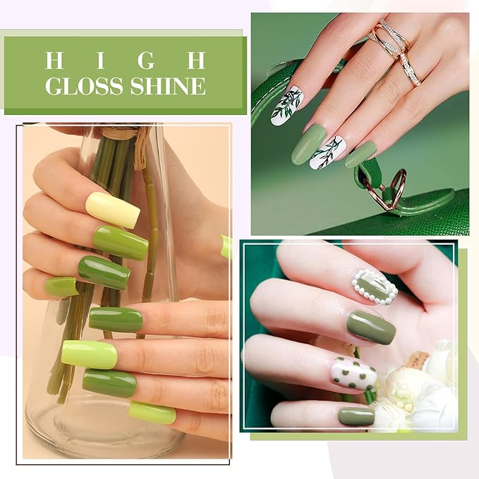 CANNI 6Pcs 9ml Emerald Green Gel Nail Polish Set- Dark Sage Forest Green Gel Polish Kit Lime Olive Forest Colors DIY at Home Salon Christmas New Year's Gifts for Girls