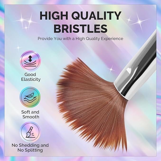 MelodySusie 4Pcs Acrylic Nail Brush Set, Size 8/10/12/14/ Professional Nail Brushes for Acrylic Application Powder Nail Extension and 3D Nail Carving for DIY Home Salon Nail Art Manicure Tool