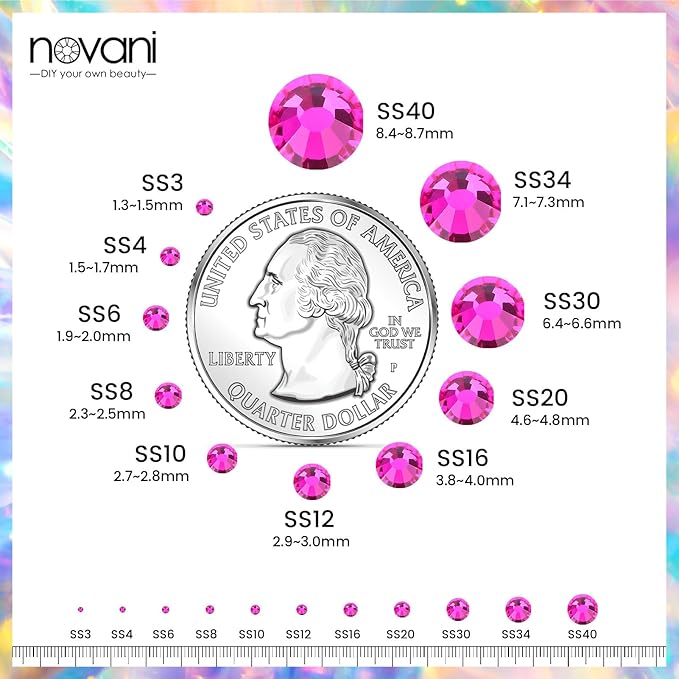 Novani Rhinestones Flatback Rhinestones Glass Gems Stones Jewels Round Gemstones Non-Hotfix Crystal for Crafts,SS16,1440 Pieces,Peach