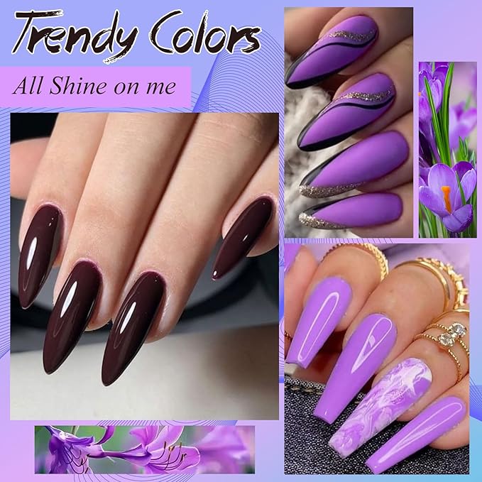 MEET ACROSS 12PCS Gel Nail Polish Set, 12 Colors Gel Nail Kit Art Design Soak Off UV LED,Nail Art Design Gifts for Women (SET-2, 12PCS)