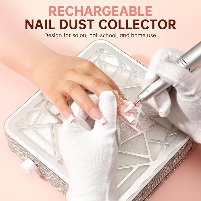 Nail Dust Collector, Cordless Dust Collector Nail Tech, Powerful Vacuum Fan Vent Dust Collector Extractor Dust Suction Machine for Acrylic Nails Polishing, Nail Salon&Home