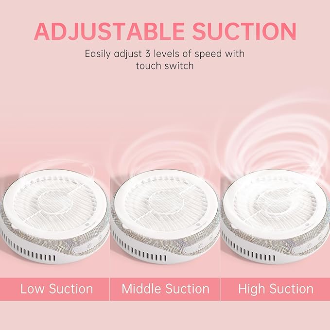 Nail Dust Collector, Cordless Dust Collector Nail Tech, Powerful Vacuum Fan Vent Dust Collector Extractor Dust Suction Machine for Acrylic Nails Polishing, Nail Salon&Home