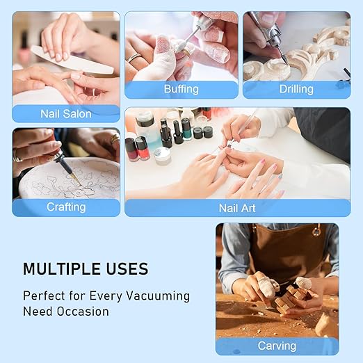 Nail Dust Collector, Professional Dust Collector Nail Tech with Reusable Filter, Adjustable Speed Nails Extractor Vacuum, Powerful Vacuum Cleaner for Acrylic Nails Polishing Manicure Salon, Low Noise