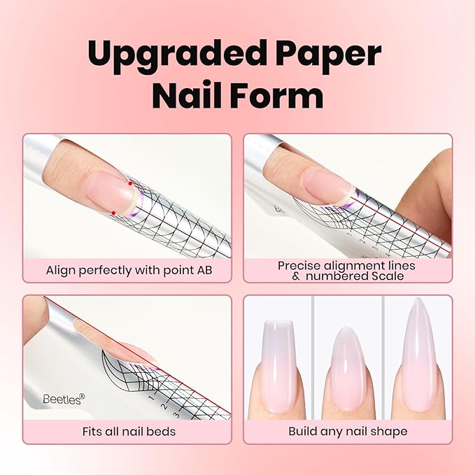 Beetles Builder Gel for Nails, 60g Sculpture Hard Gel with Dual Nail Pen Forms for Nail Thickening, 10 in 1 Manicure Extension UV Strengthener for Manicurist and Nail Art Major