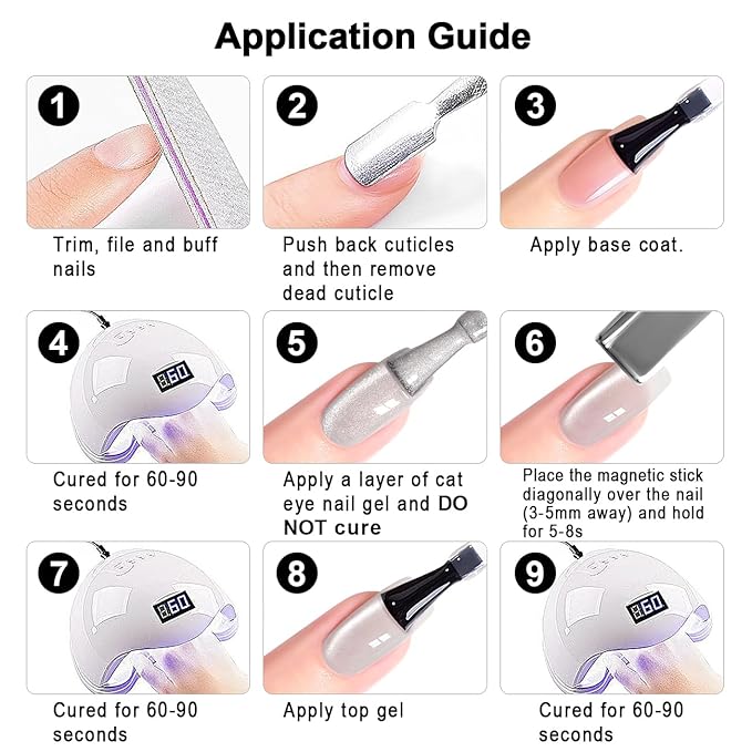 RARJSM Silver Cat Eye Gel Nail Polish Ceramic Translucent Clear White Velvet Glitter Diamond Cateye Gel Polish 15ml Single Bottle with Magnet Stick UV LED Curing Requires Soak Off for Home Salon