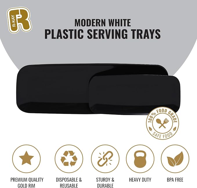 R-kay 4 Pack Black Plastic Serving Tray - Image 5
