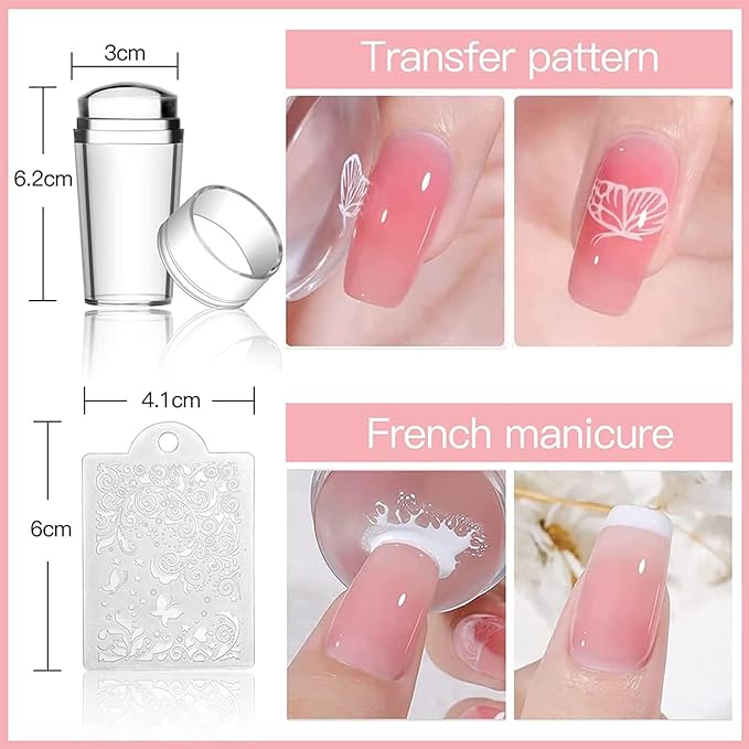 Biutee Nail Stamping Plates Set 8pcs Nail Stamping Polish Gel, 10pcs Nail Stamper Kit with Stamper, Nail Art Plates Set for Women Girls DIY Salon & Home