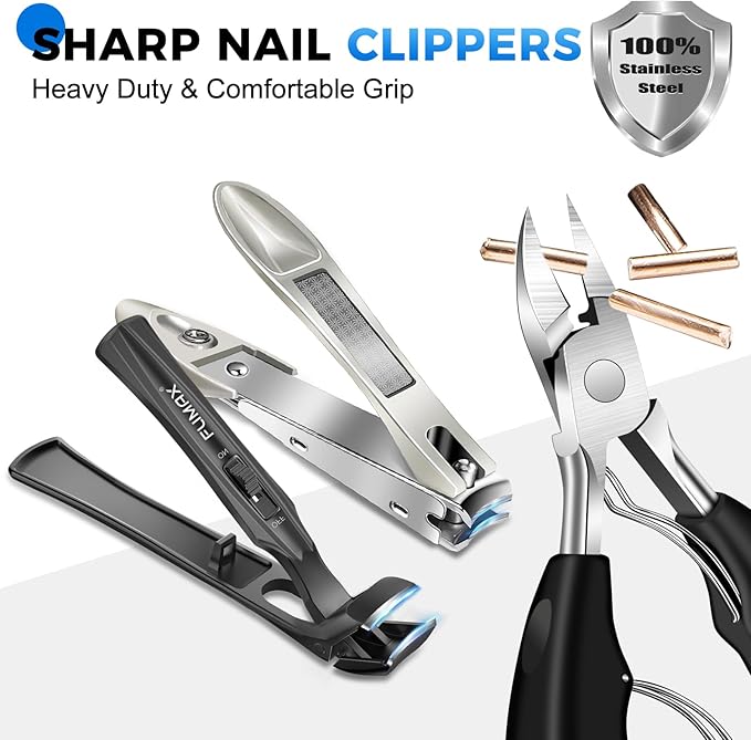 Long Handled Ingrown Toenail Clippers for Seniors Thick Toenails, 2025 Angled Head Large Toe Nail Clippers for Thick Nails, Heavy Duty Large Nail Clippers for Men Women with Mess Free Catcher