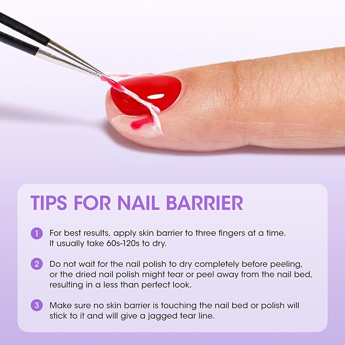 Gellen Gel Polish Remover Latex Tape for Nails, Fast Drying Liquid Latex Nail Polish Barrier Peel off Latex Tape Gel Remover Kit Cuticle Guard for Nail Art Liquid Latex Barrier Protector