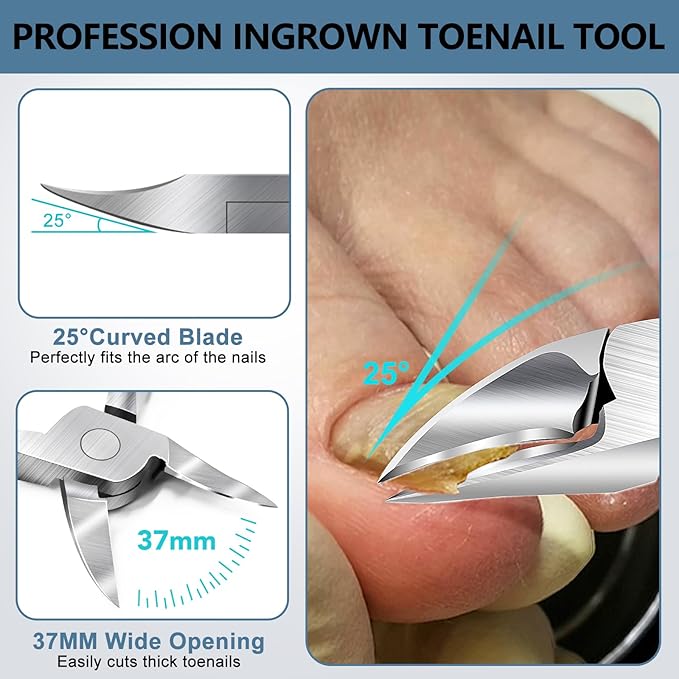 Toenail Clippers for Seniors Thick Nails - Stocking Stuffers Gifts for Men 17mm & 37mm Wide Jaw Nail Clippers, No Splash Nail Clippers w Catcher for Women