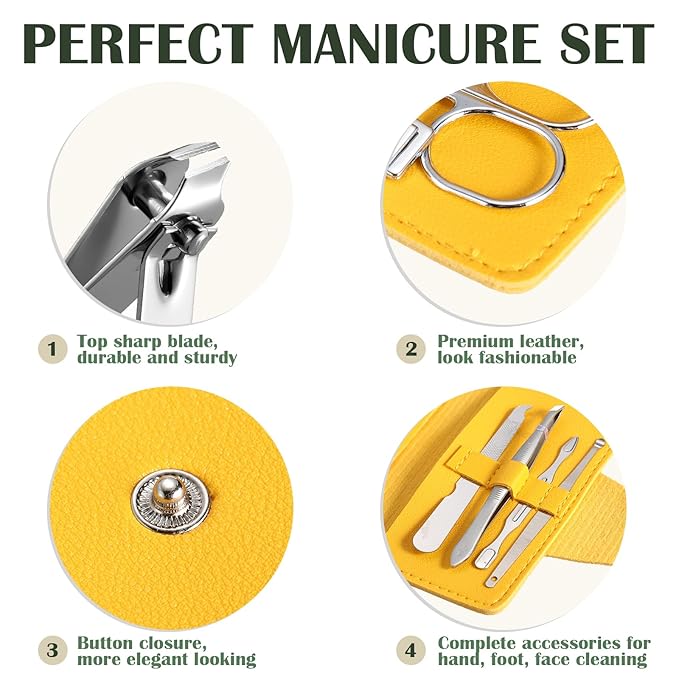 30 Set Manicure Kit Bulk Nail Clippers 7 in 1 Mini Nail Clippers Stainless Steel Professional Care Pedicure with Travel Bag Grooming Kit for Christmas Women Men Home(Soft Color,Simple)