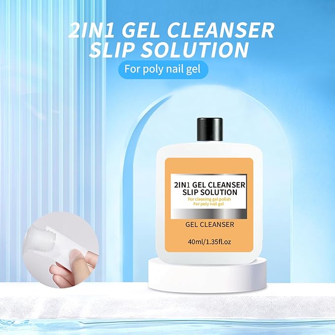 Professional 40ml Nail Slip Solution Quick Cleaning Poly Gel Slip Solution For Nail Art And Extensions, Suitable for Beginners DIY Home Nails Salon