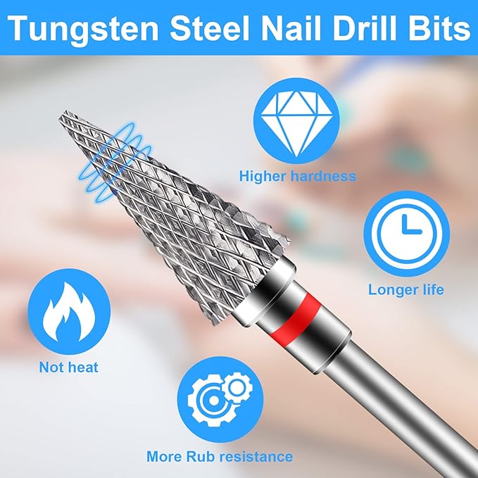 Diesisa 2 Pack Nail Drill Bits for Acrylic Nails, 3/32" Shank Drill Bits for Nails Professional Electric Nail Drill Bits for Home Salon/Fine+Medium Nail Bits - Nib