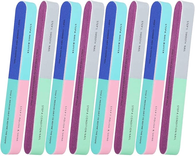 Professional Nail Buffer Block, Nail Buffer for Natural Nails, All-in-One Smooth & Buff & Shine for Nail Care, 8 Pack.