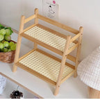 Wooden Double Layer Rack, Compact Tabletop Storage Rack, Versatile Organizer - Image 2