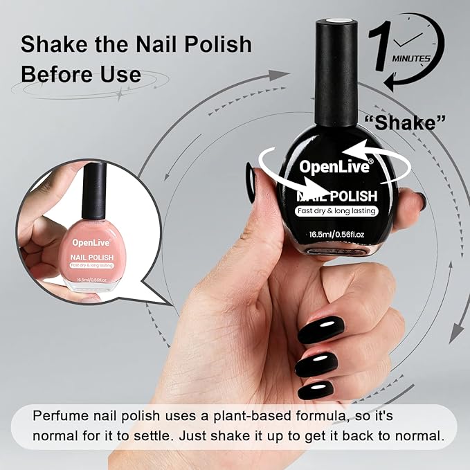 16.5ml Black Perfume Nail Polish Large Volume Quick Dry Nail Polish, Long Lasting Shine, Fingernail Toenail Nail Art DIY Home Travel Nail Art Gift