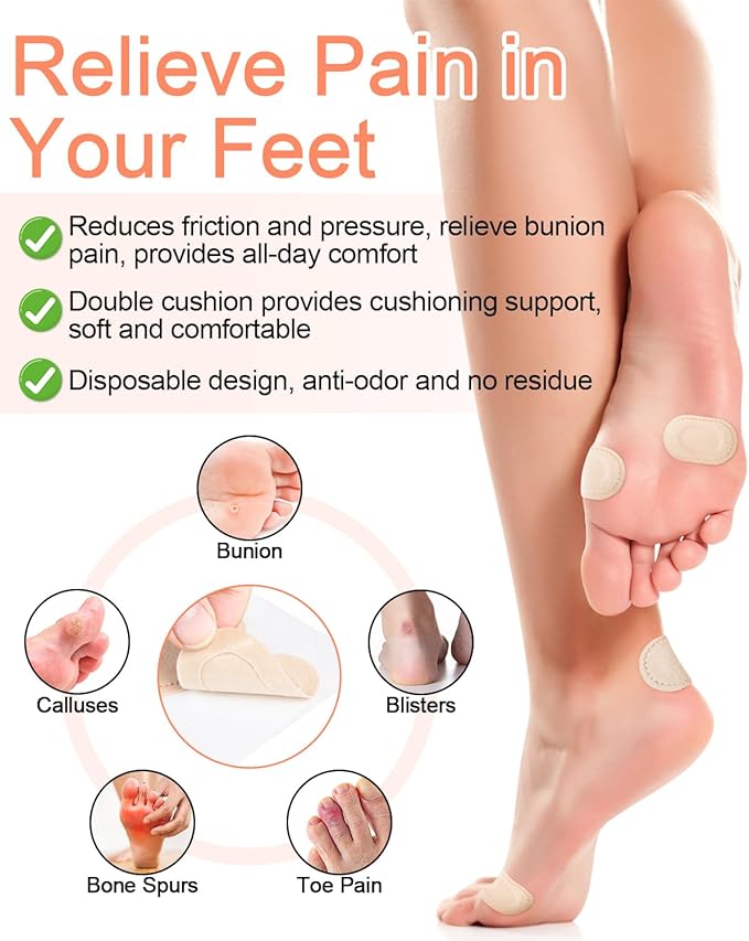 36Pcs Bunion Pain Relief Pads to Wear with Shoes, Bunion Corrector Cushions for Women Men Big Pinky Toe Protector, Moleskin for Feet, Water-Resistant, Self-Adhesive (Multi-Size)