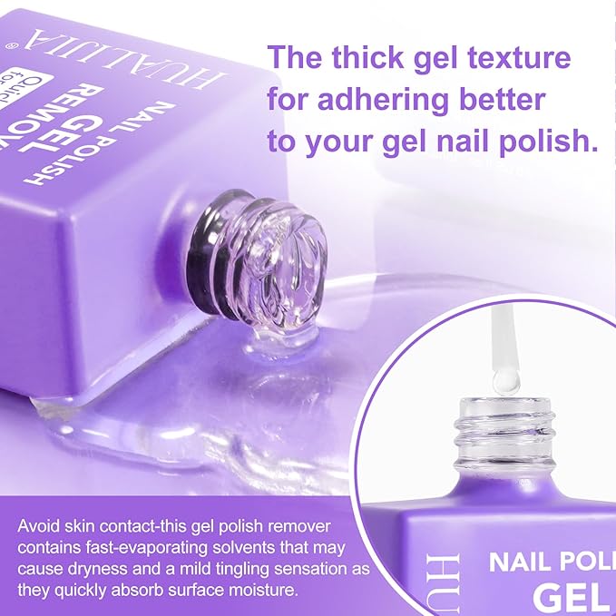 Gel Nail Polish Remover, (2pcs) Gel Polish Remover for Nails, No Need for Foil, Quick & Easy Polish Remover In 3-5 Minutes, No Need Soaking Or Wrapping-0.5 floz